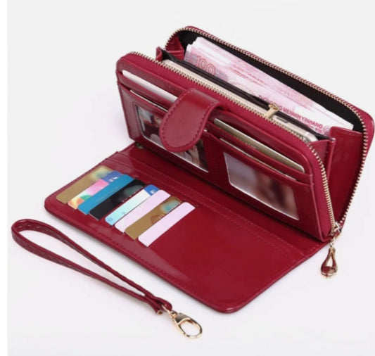 2 Section, Wristlet Wallet Phone pouch Tan Black Blue Pink Red, Zipper & Snap Lg 2 Sections ...SALE: Buy 1, 2nd 20% Off